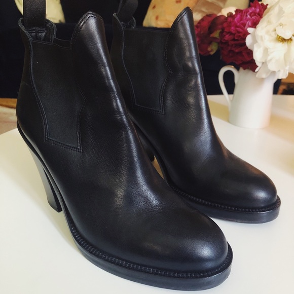 Acne Star Black Booties Leather Ankle Boot sz 40 - Picture 2 of 9